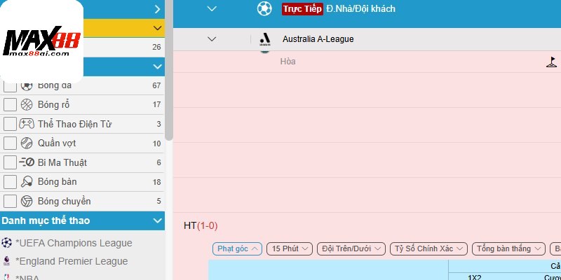 Top bộ môn cá cược thể thao Max88 được yêu thích